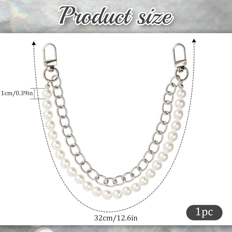 Lnngub Pearl Purse Chain,Gold Purse Chains for Handbags Pearl Bag Charm Bag Chain Charm Short Handle Replacement Charms Accessories for Handbag Messenger Bags Wallets,Silver - Image 3